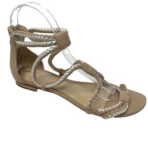 ALEXANDRE BIRMAN Luise Braided Leather Beige White Gladiator Sandals US 8.5 38.5